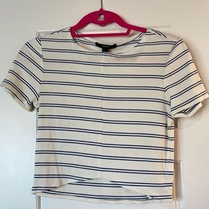 Blue and white crop top